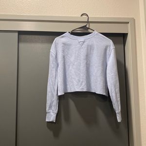 blue crewneck cropped sweater